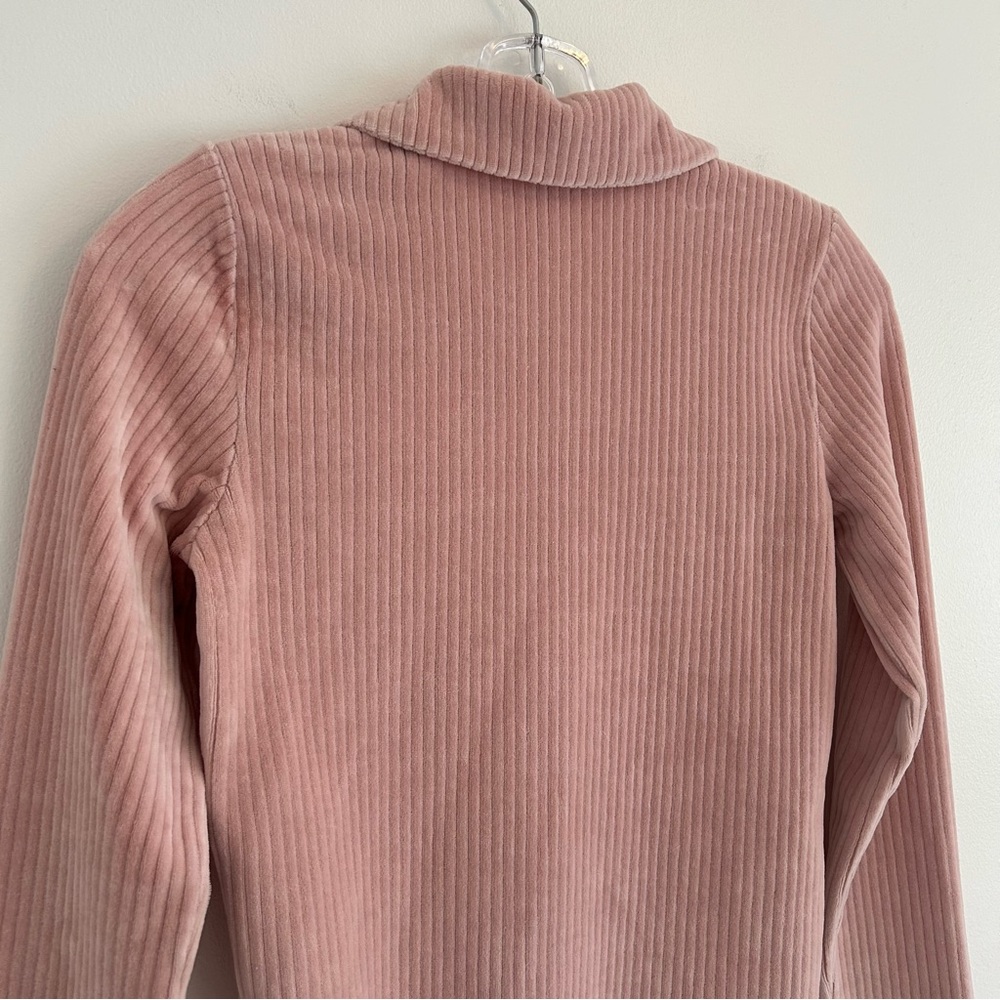 Sunday Best Pink Velour Button Down Top Size Small - Picture 6 of 11